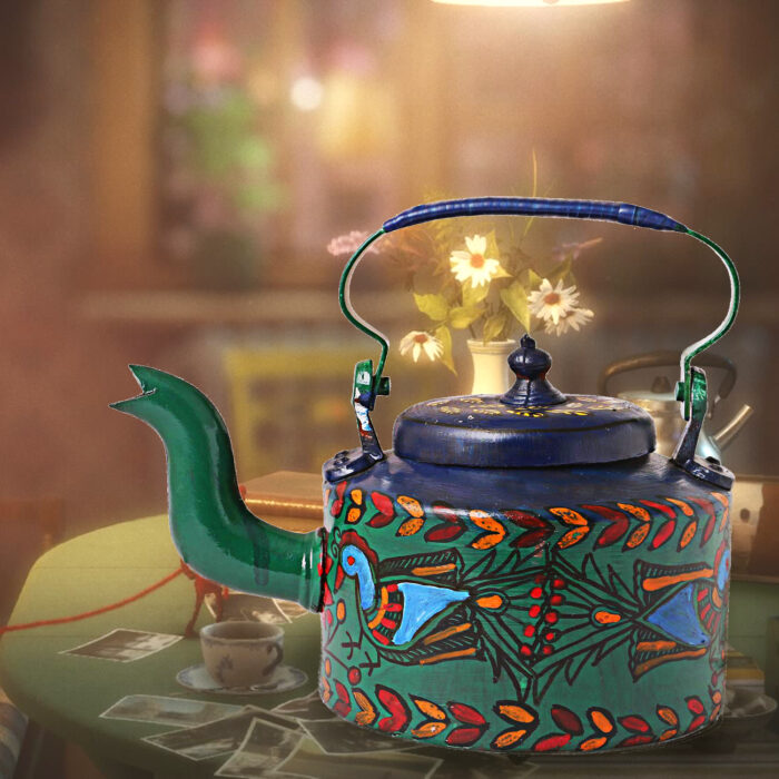 Imithila Madhubani Handpainted Tea Coffee Kettle With Peacock Buy