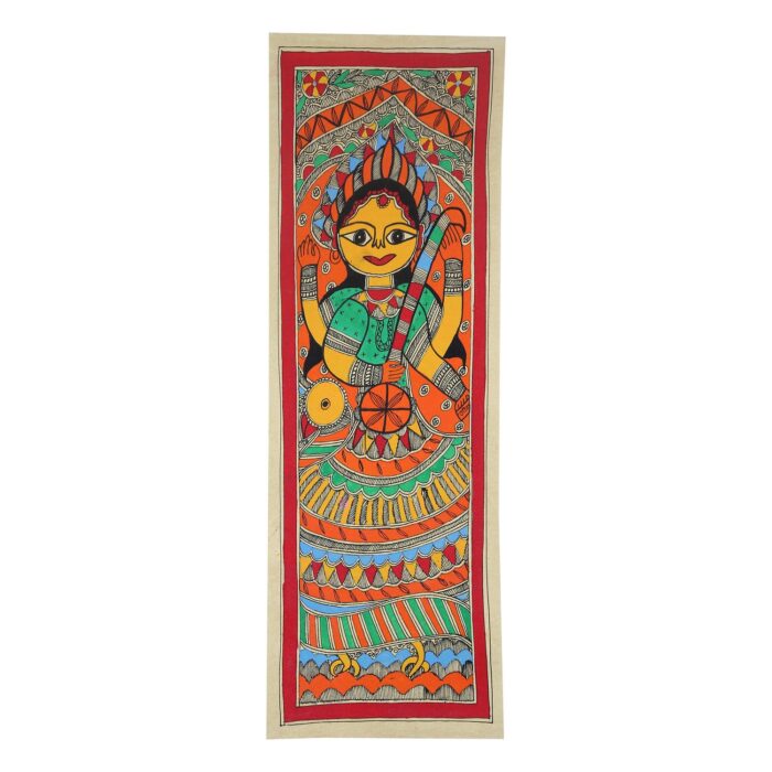 IMithila Madhubani Mithila Painting Depicting Goddess Saraswati Buy