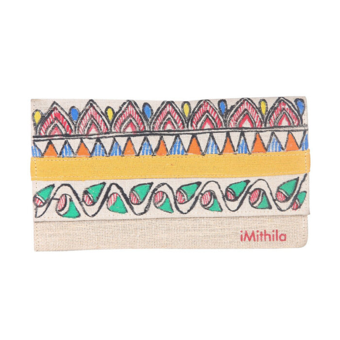 Imithila Madhubani Jute Cotton Clutch Handpainted Motifs Buy Online