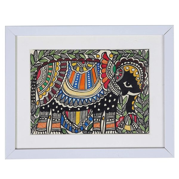 iMithila Madhubani Paintings in Pair Depicting the bejewelled Royal Elephants in Mithila Style - Image 3