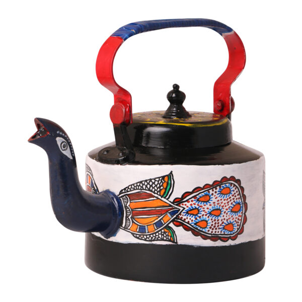 iMithila Madhubani Handpainted Tea/Coffee Kettle with Peacock - Image 3