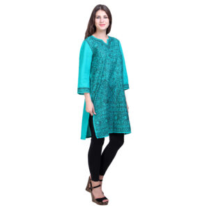 iMithila Handpainted Madhubani Self Design Women Stitched Kurti - Image 4