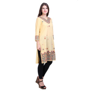iMithila Handpainted Madhubani Self Design Women Stitched Kurti - Image 4