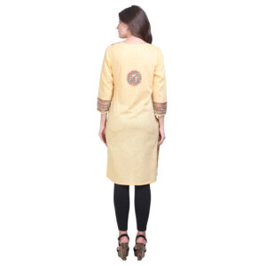 iMithila Handpainted Madhubani Self Design Women Stitched Kurti - Image 3