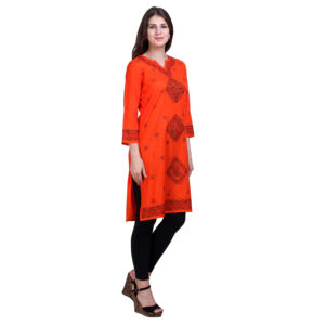 iMithila Handpainted Madhubani Self Design Women Stitched Kurti - Image 4