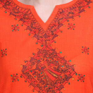 iMithila Handpainted Madhubani Self Design Women Stitched Kurti - Image 6