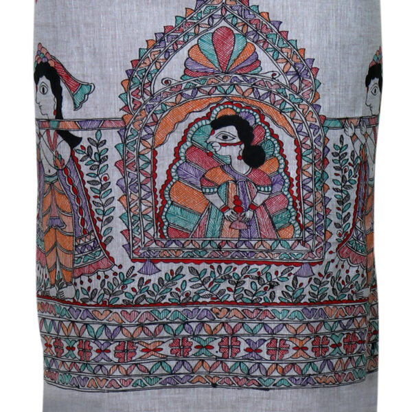 iMithila Madhubani Handpainted Unstitched Cotton Kurti Material - Image 6