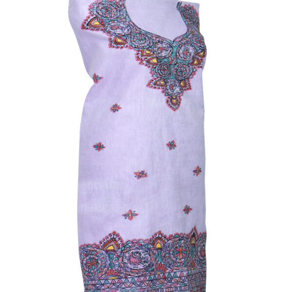 iMithila Madhubani Handpainted Unstitched Cotton Kurti - Image 3