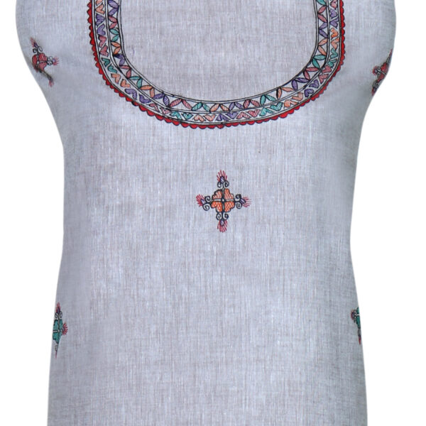 iMithila Madhubani Handpainted Unstitched Cotton Kurti Material - Image 5