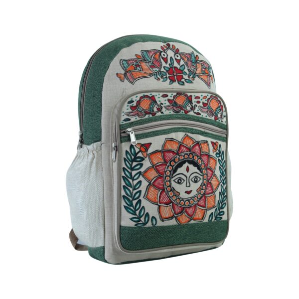 iMithila Madhubani Art Hemp Jute Cotton Laptop/Travel Bag - Image 4