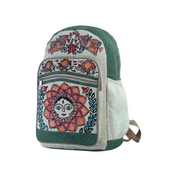 iMithila Madhubani Art Hemp Jute Cotton Laptop/Travel Bag - Image 3