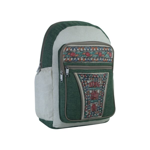 iMithila Madhubani Art Hemp Jute Cotton Laptop Bag - Image 4