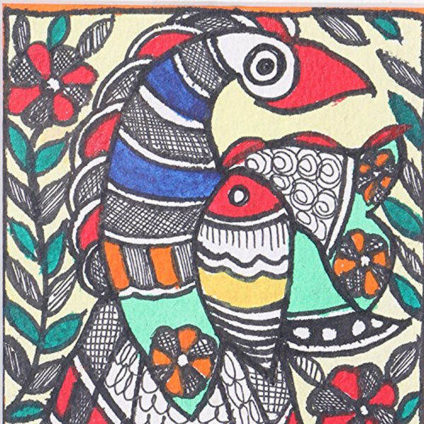 iMithila Peacock Framed Painting in Mithila Style for Living room & Bedroom wall (6 x 9 inch) - Image 3