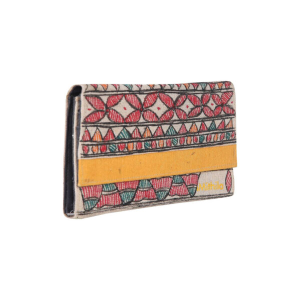 iMithila Madhubani Art Jute Cotton Clutch Handpainted Motifs - Image 6