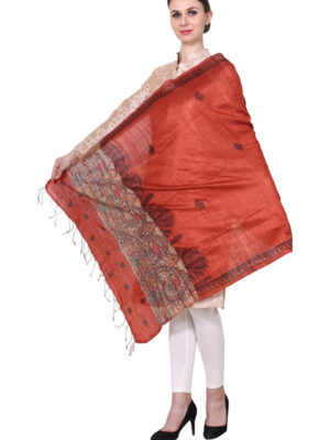 iMithila Madhubani Handpainted Designer Silk Dupatta - Image 3
