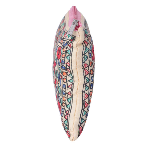 IMithila Folk Art Casual Ethnic Madhubani Handpainted Silk Pouch - Image 4