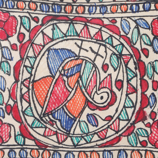 IMithila Folk Art Casual Ethnic Madhubani Handpainted Silk Pouch - Image 7