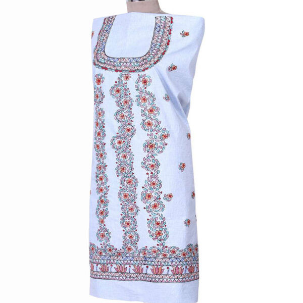 iMithila Madhubani Handpainted Unstitched Cotton Kurti Material - Image 3