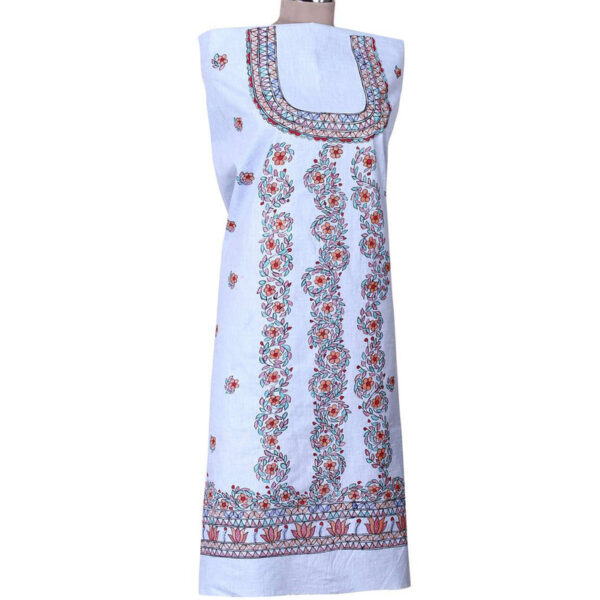 iMithila Madhubani Handpainted Unstitched Cotton Kurti Material - Image 4