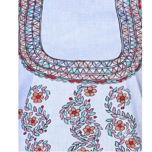 iMithila Madhubani Handpainted Unstitched Cotton Kurti Material - Image 5