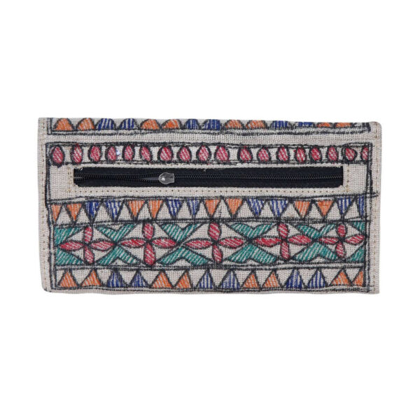 iMithila Madhubani Art' Jute Cotton Clutch Handpainted Motifs - Image 3