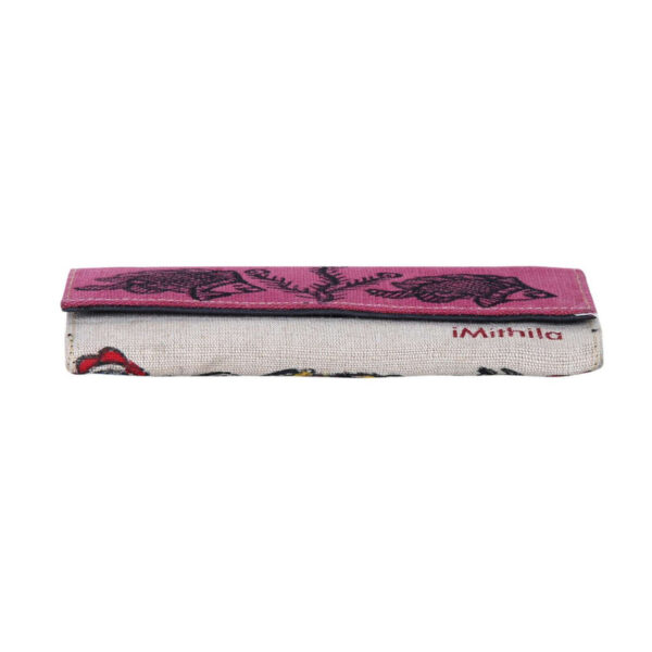 iMithila Madhubani Art Jute Cotton Clutch Handpainted Motifs - Image 4