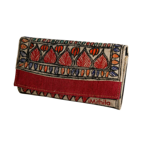 iMithila Madhubani Art Jute Cotton Clutch Handpainted Motifs - Image 5