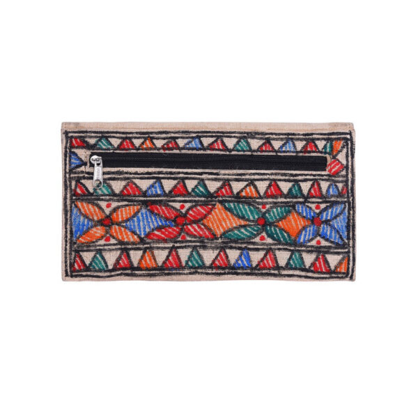 iMithila Jute Cotton Organic Clutch Madhubani Handpainted Motifs - Image 2