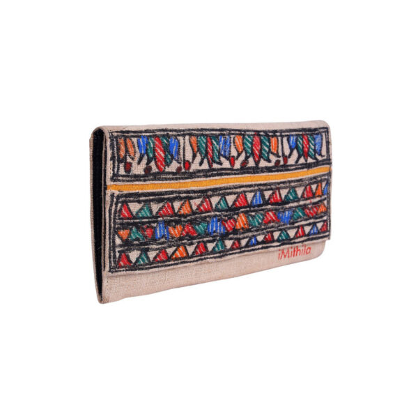 iMithila Jute Cotton Organic Clutch Madhubani Handpainted Motifs - Image 3