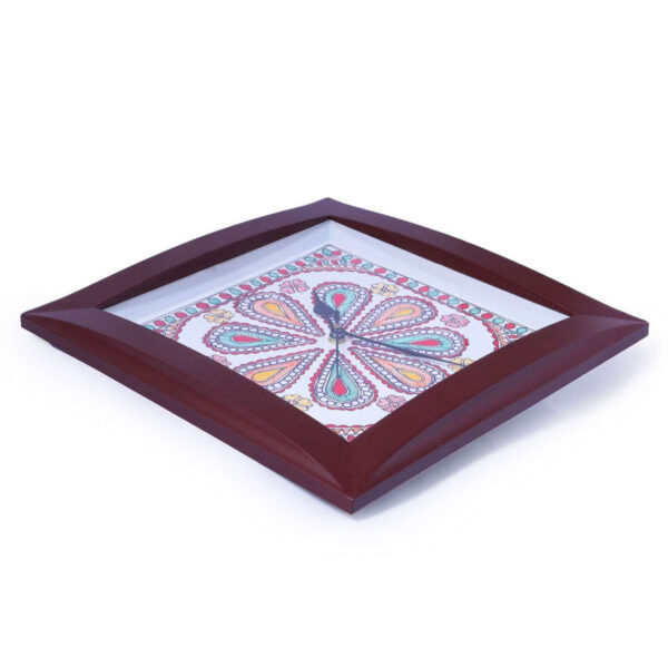 Madhubani Handpainted Wall Clock With Glass - Image 3