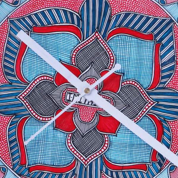 Madhubani Handpainted Wall Clock With Glass - Image 4