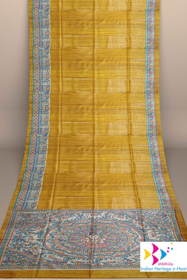 Exquisite Lord Ganesh Blessings for Auspicious Occasions- Silk Mark Certified – Yellow - Image 4