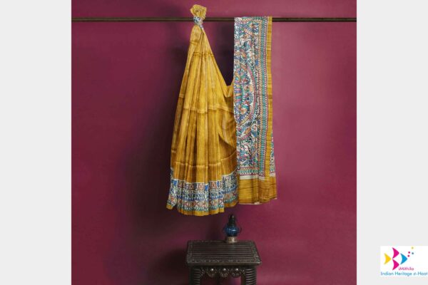 Exquisite Lord Ganesh Blessings for Auspicious Occasions- Silk Mark Certified – Yellow - Image 5