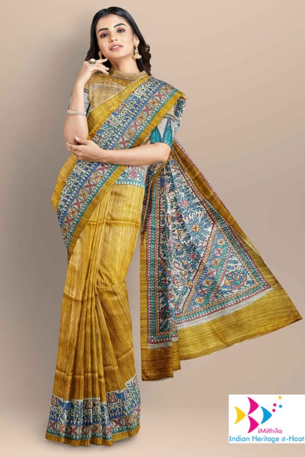 Exquisite Lord Ganesh Blessings for Auspicious Occasions- Silk Mark Certified – Yellow - Image 2